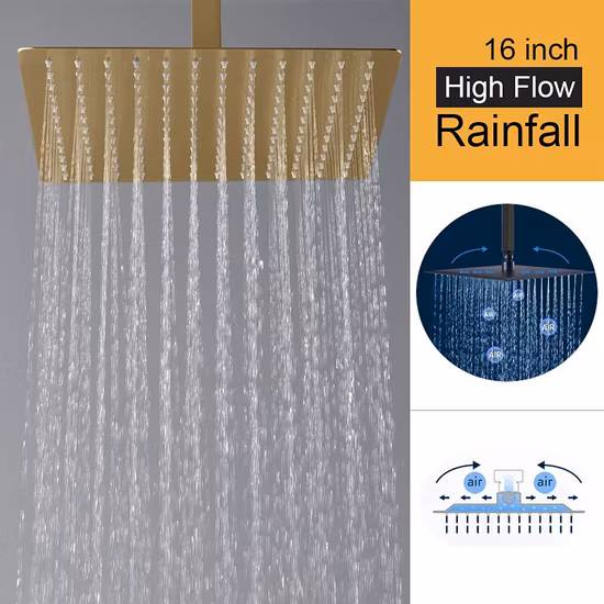 Pommeau de douche à effet de pluie carré, vente en gros, pour salle de bains, douche de tête carrée, 200x300mm