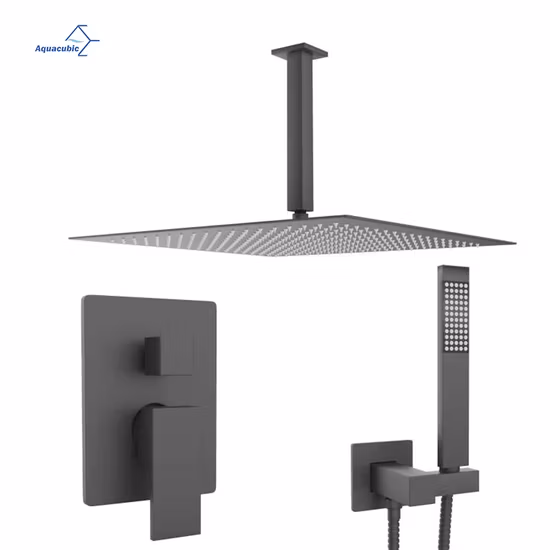 Ensembles de douche rectangulaires, systèmes de douche en laiton massif noir mat, système de robinet de douche