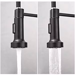 Aquacubic Factory Direct Laiton massif sans plomb certifié Cupc Monté sur le pont à poignée unique Tirez vers le bas Robinet de cuisine noir à ressort